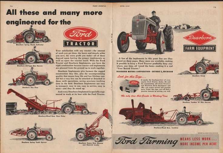 pictures of various farm equipment and instructional manual