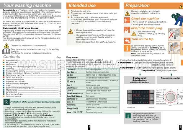 bosch washer instruction manual