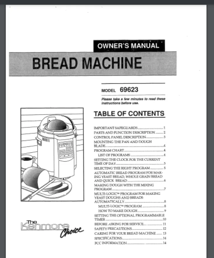 bread machine instruction manual