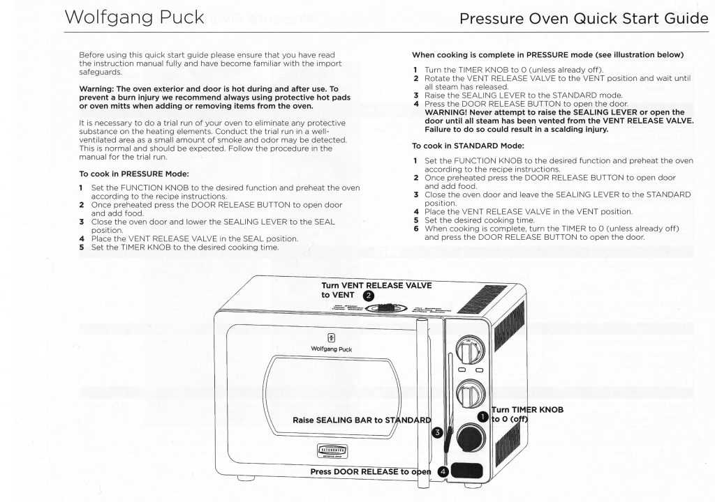 wolfgang puck pressure cooker instruction manual