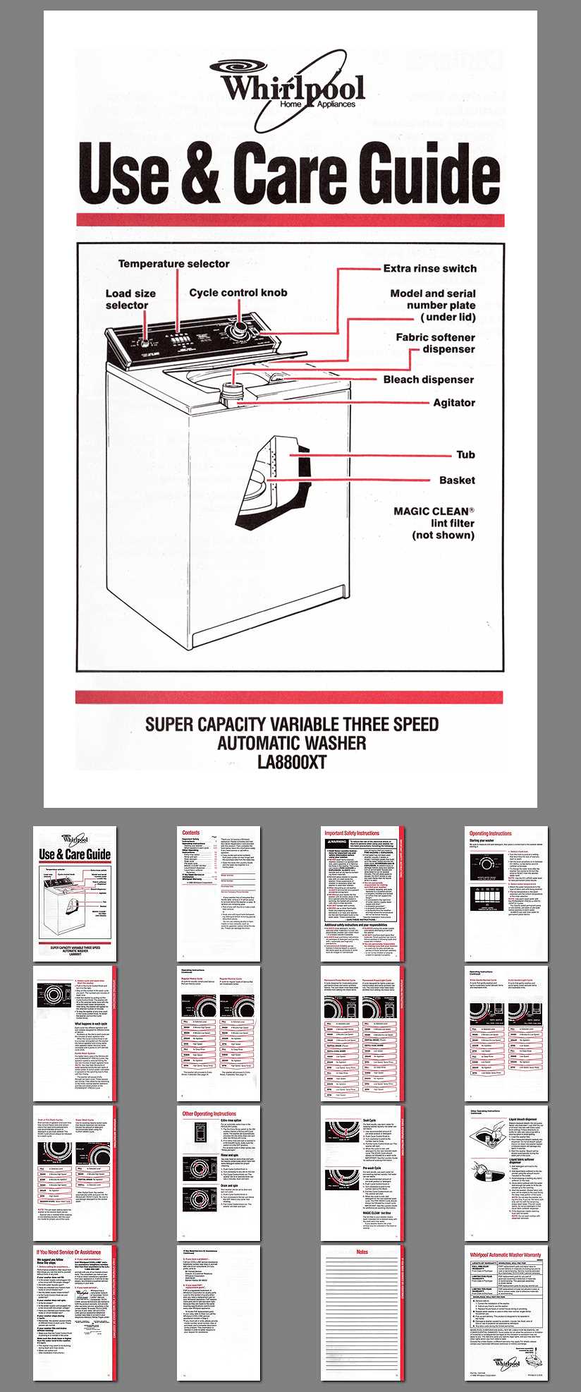 cabrio washer instruction manual