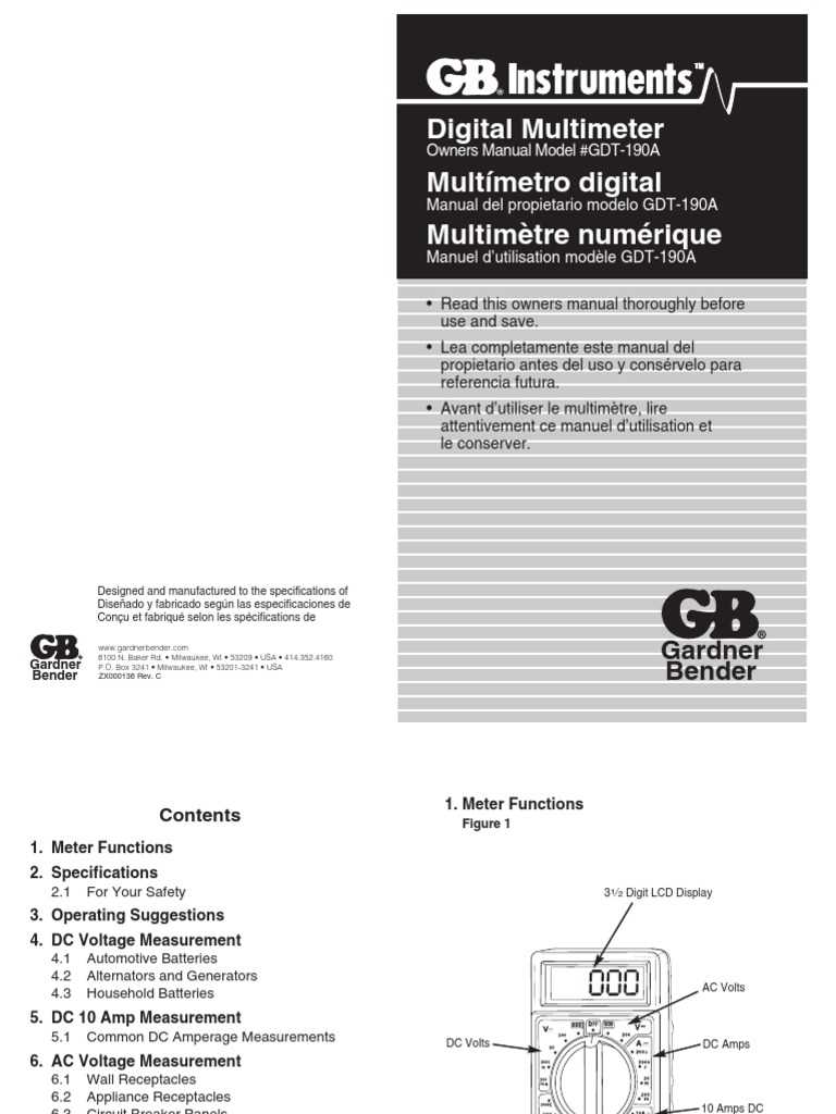 gardner bender digital multimeter gdt 311 instruction manual