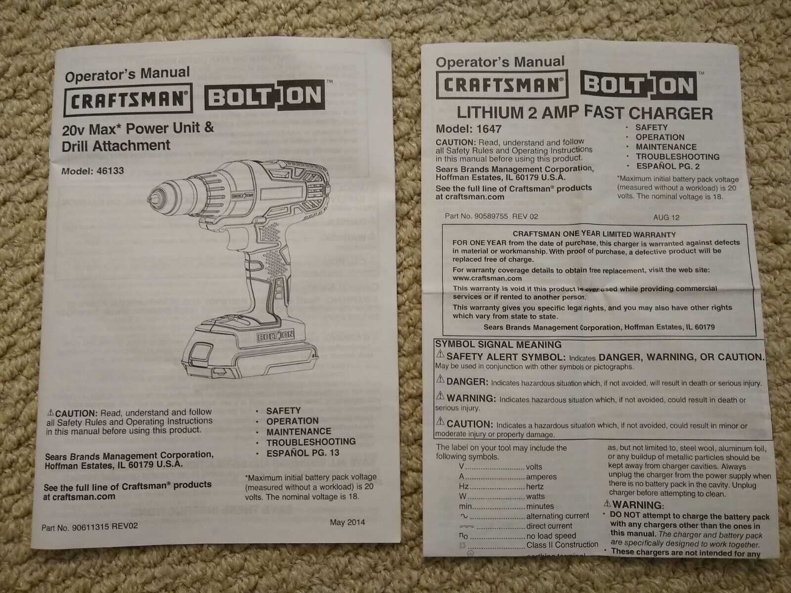 sears manual battery charger instructions