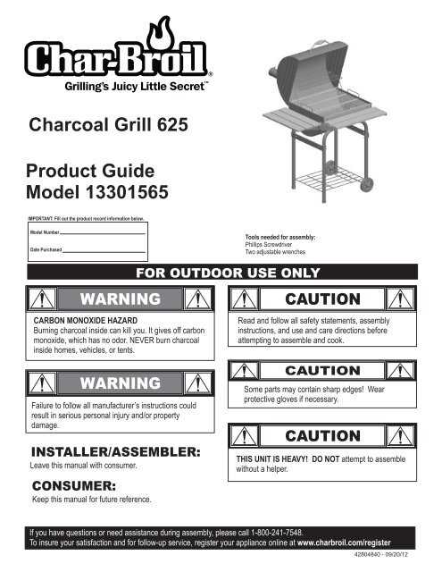 char broil grill instruction manual