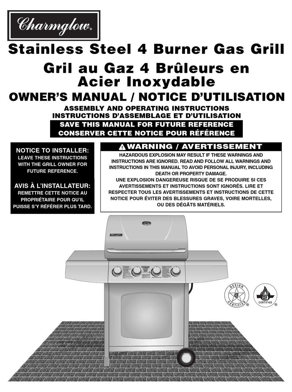 charmglow grill instruction manual