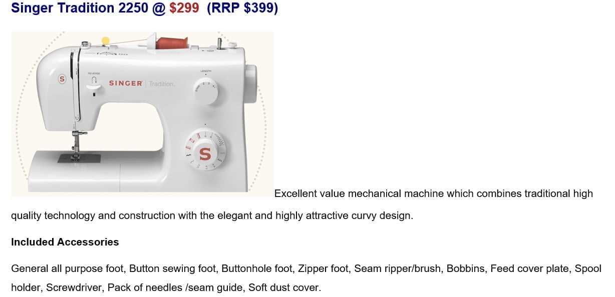 singer tradition 2250 instruction manual