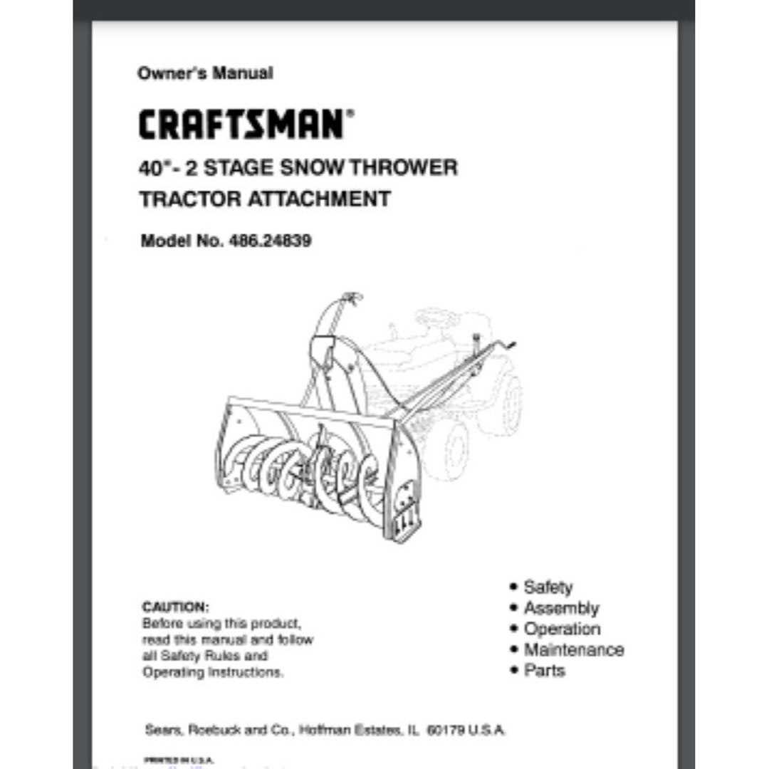 cub cadet snow blower attachment instruction manual