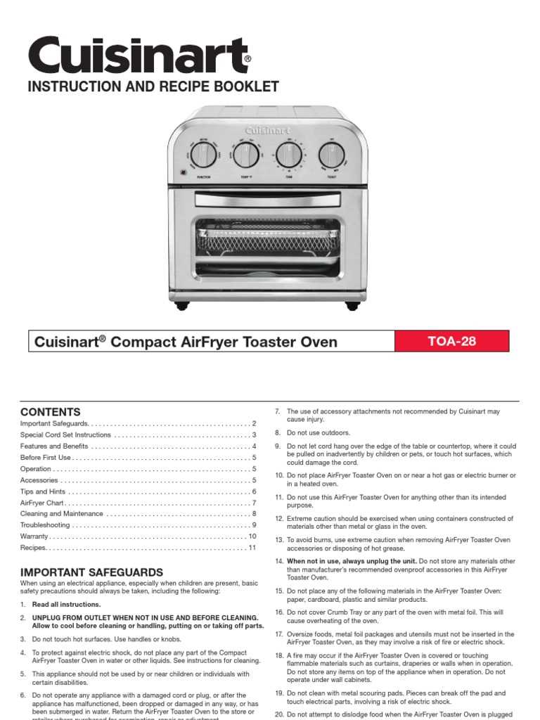 cuisinart toaster oven instruction manual