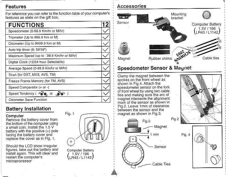 cycle computer instruction manual