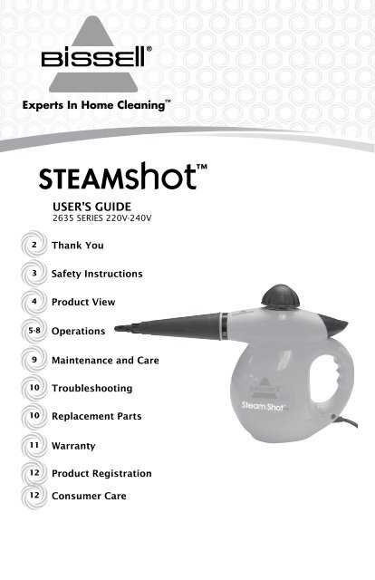 bissell steam shot instruction manual