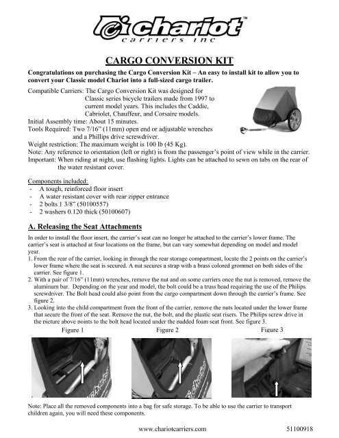 chariot carriers instruction manual