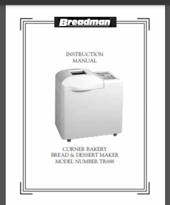 breadman bread machine instruction manual