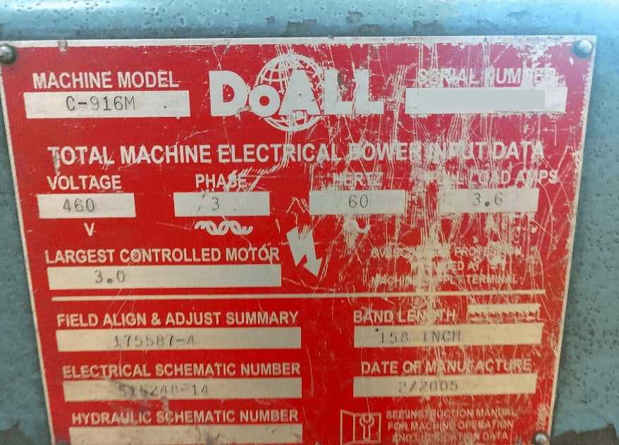 doall c 916m instruction manual