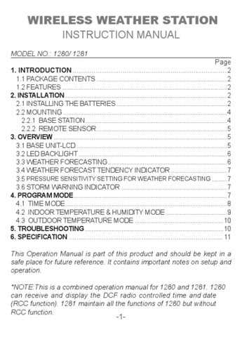 smart gear weather station instruction manual