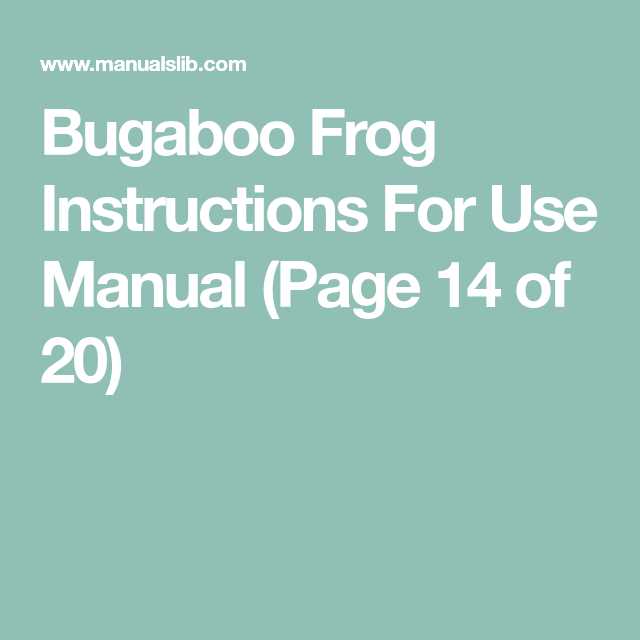 bugaboo bee instruction manual