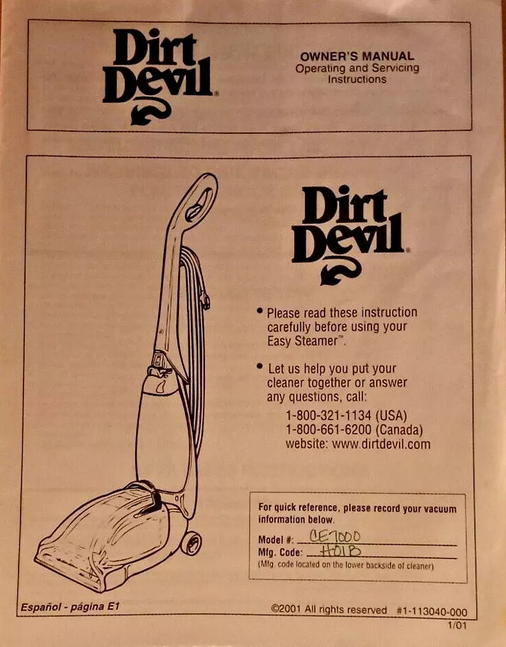 dirt devil instruction manual