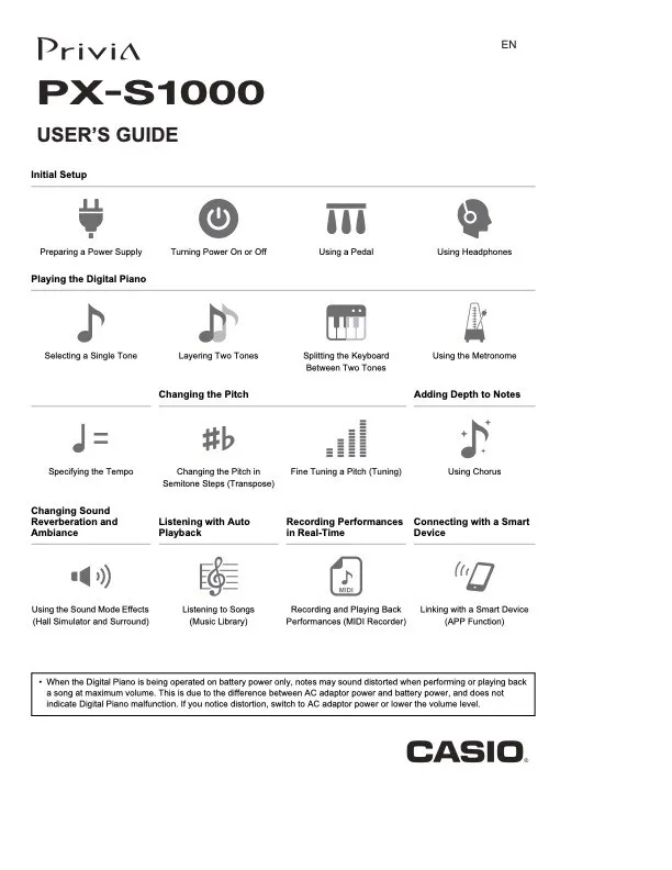 casio privia instruction manual