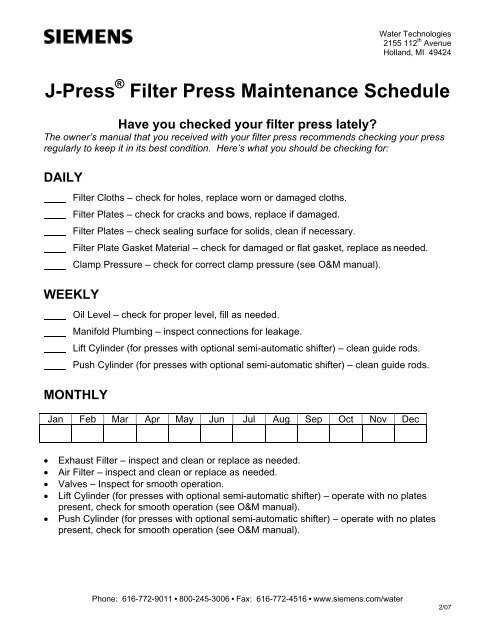 filter press instruction manual