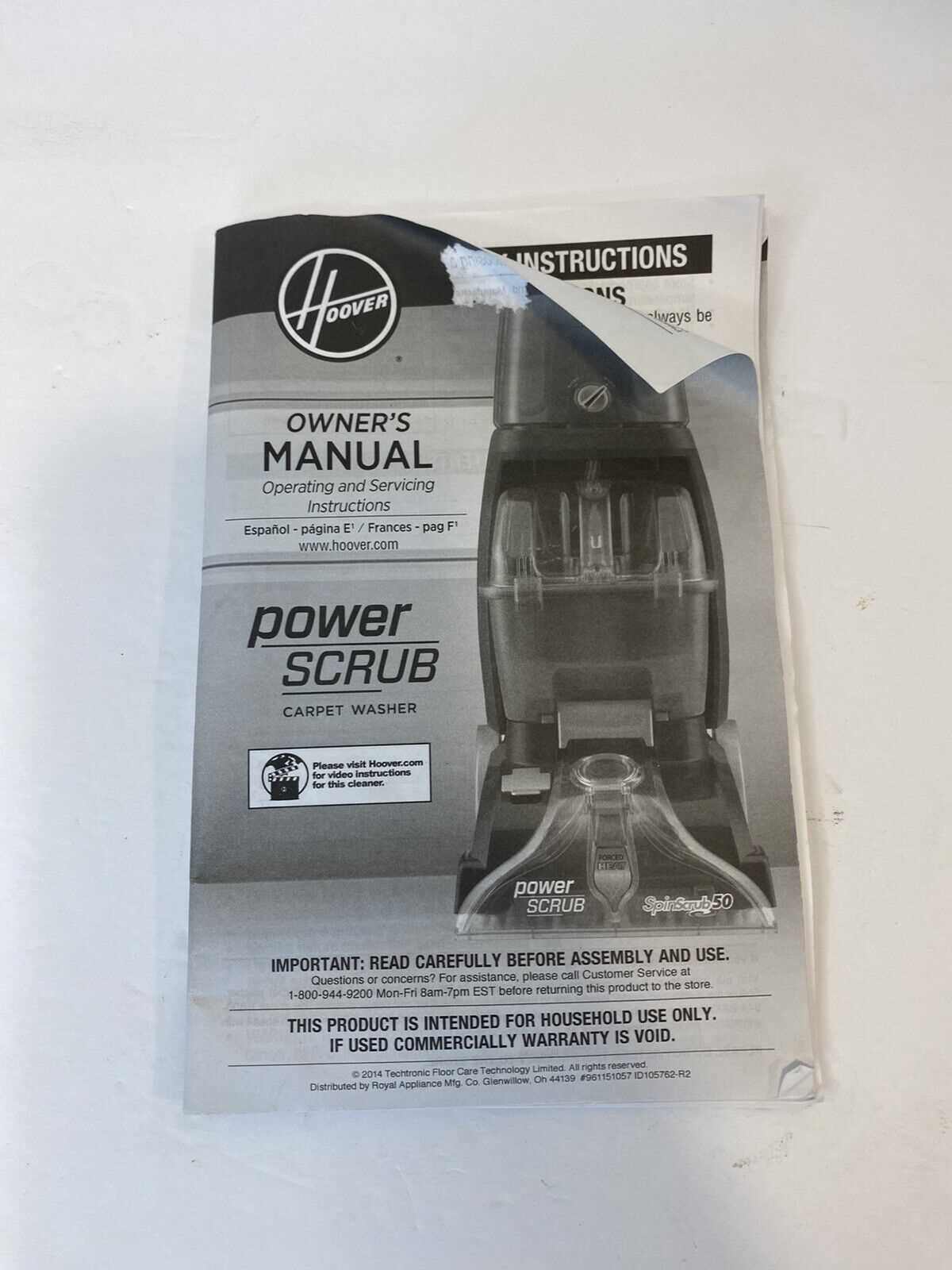 hoover power scrub instruction manual