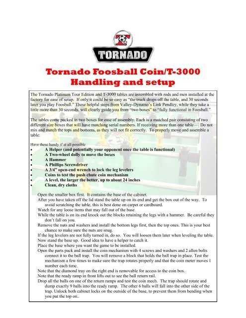 foosball table instruction manual