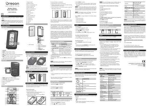 oregon scientific weather station instruction manual