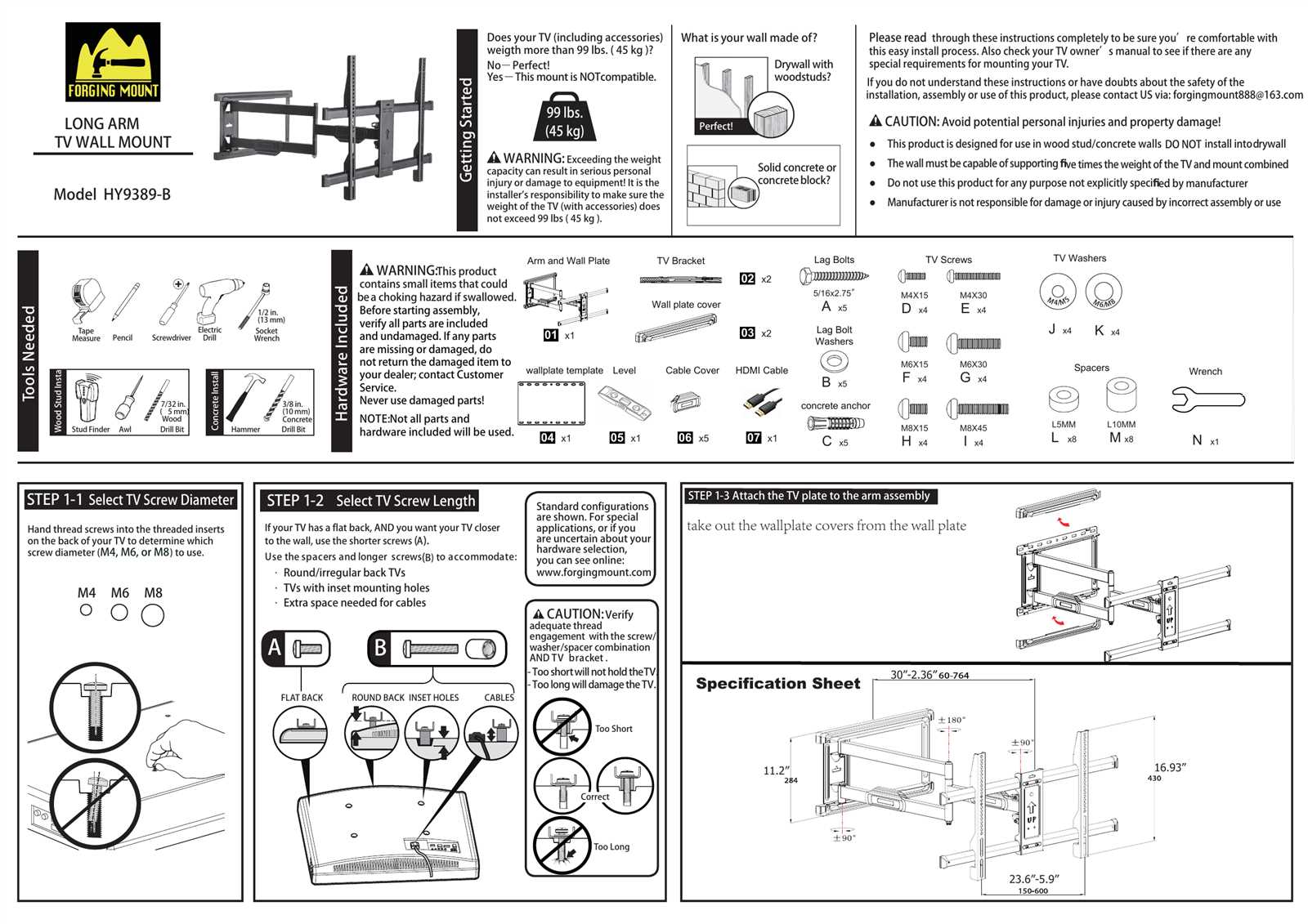 tv mount instructions manual