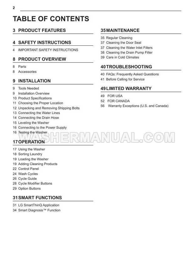 lg washing machine instruction manual