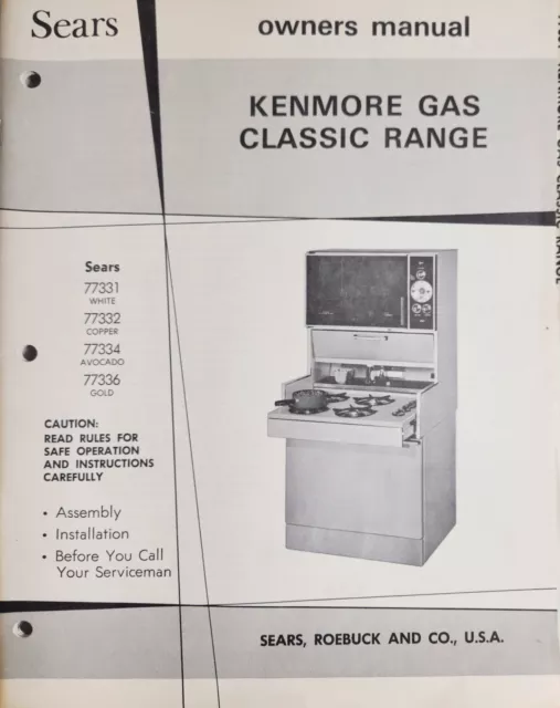 kenmore gas stove instruction manual