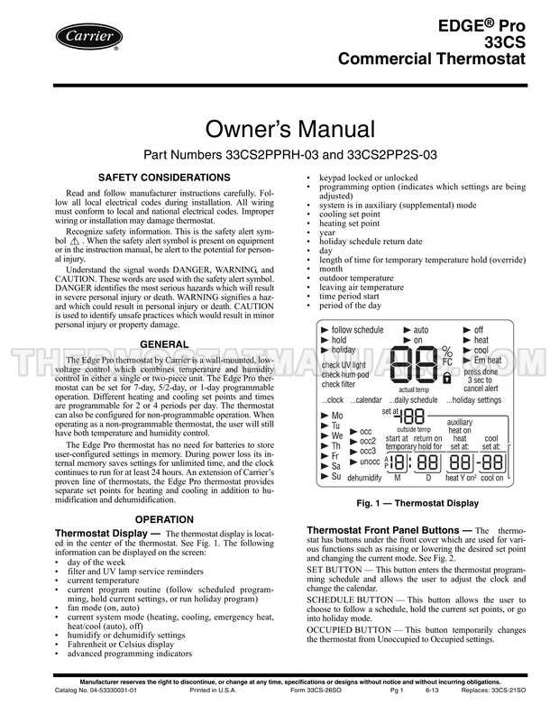 carrier debonair 250 thermostat instruction manual