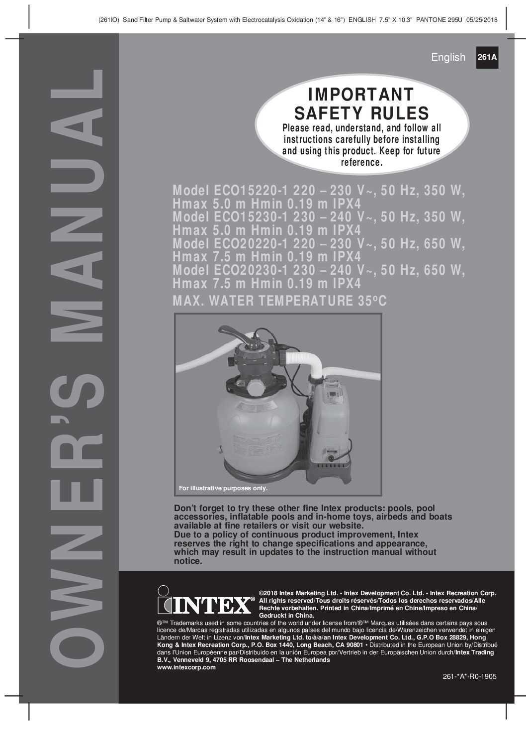 intex pool pump instruction manual