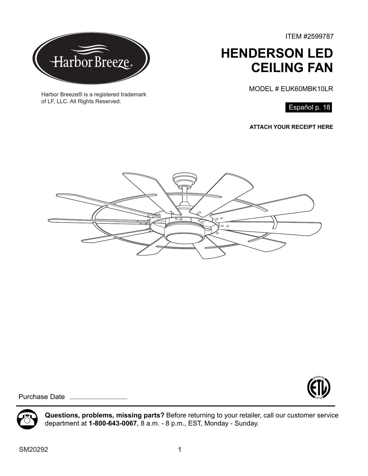 harbor breeze fan instruction manual