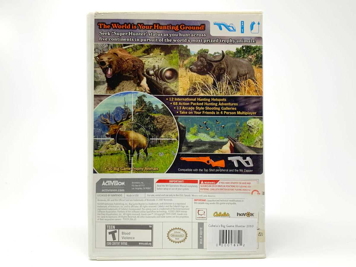 cabelas big game hunter 2010 wii instruction manual