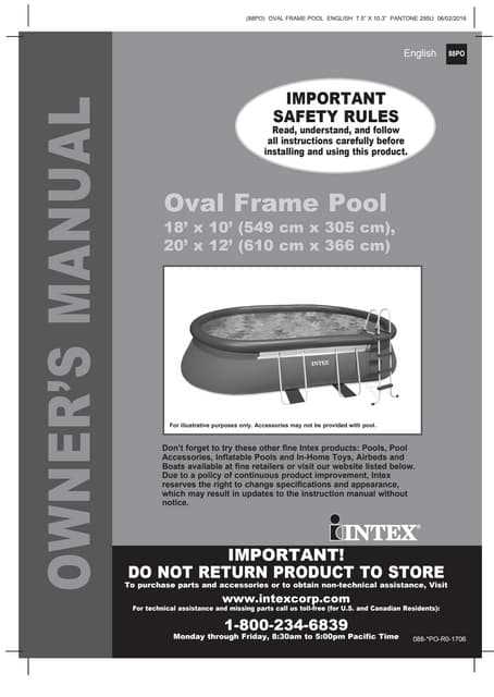 intex rectangular pool instruction manual