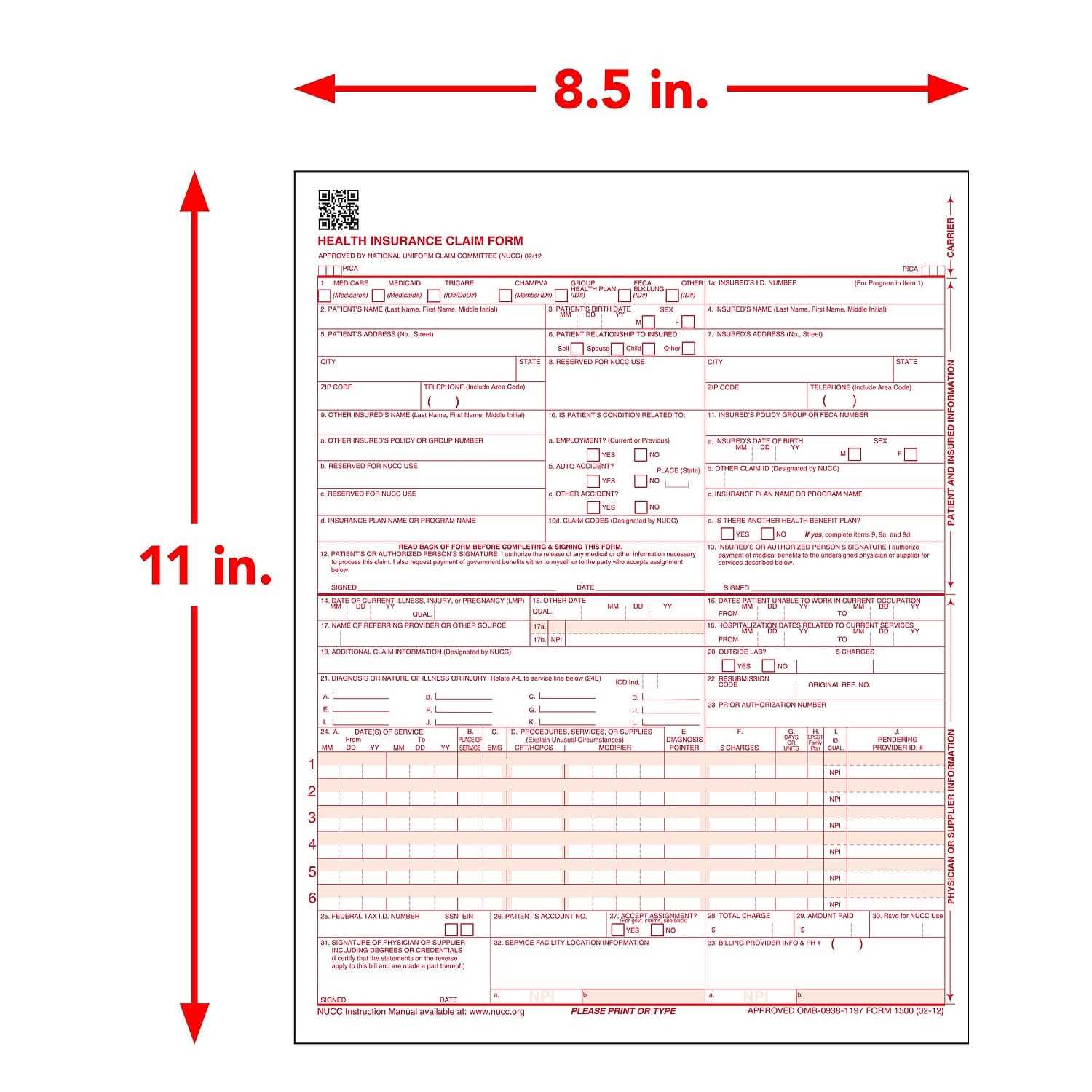 1500 health insurance claim form reference instruction manual