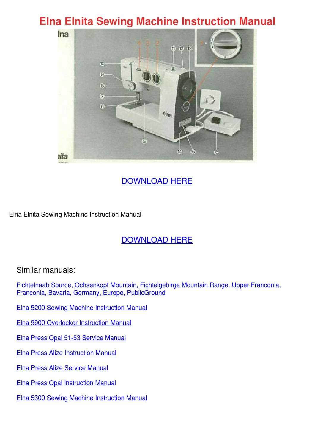 elna 3007 sewing machine instruction manual