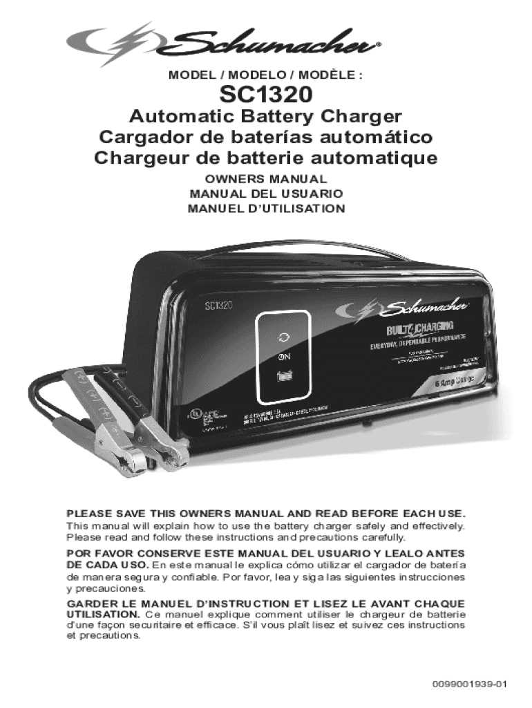 instruction manual for schumacher battery charger