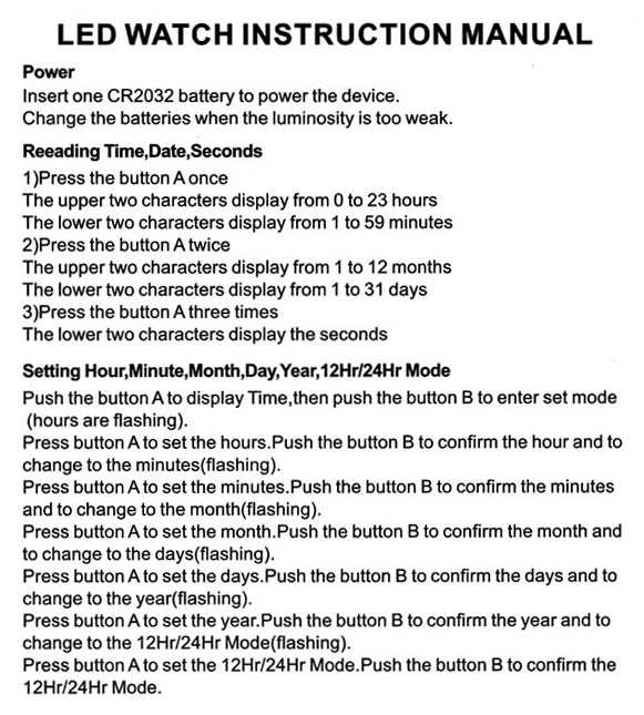 led watch instructions manual