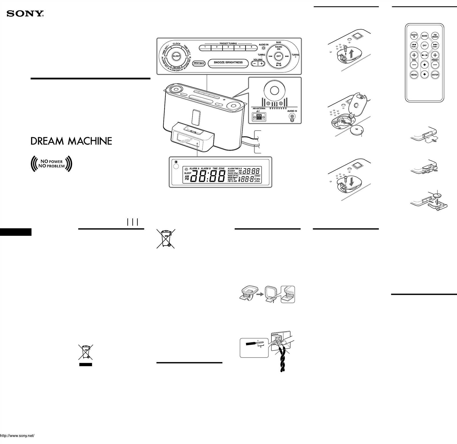 sony dream machine auto time set instruction manual