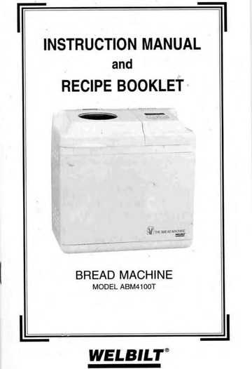 instruction manual for welbilt bread machine