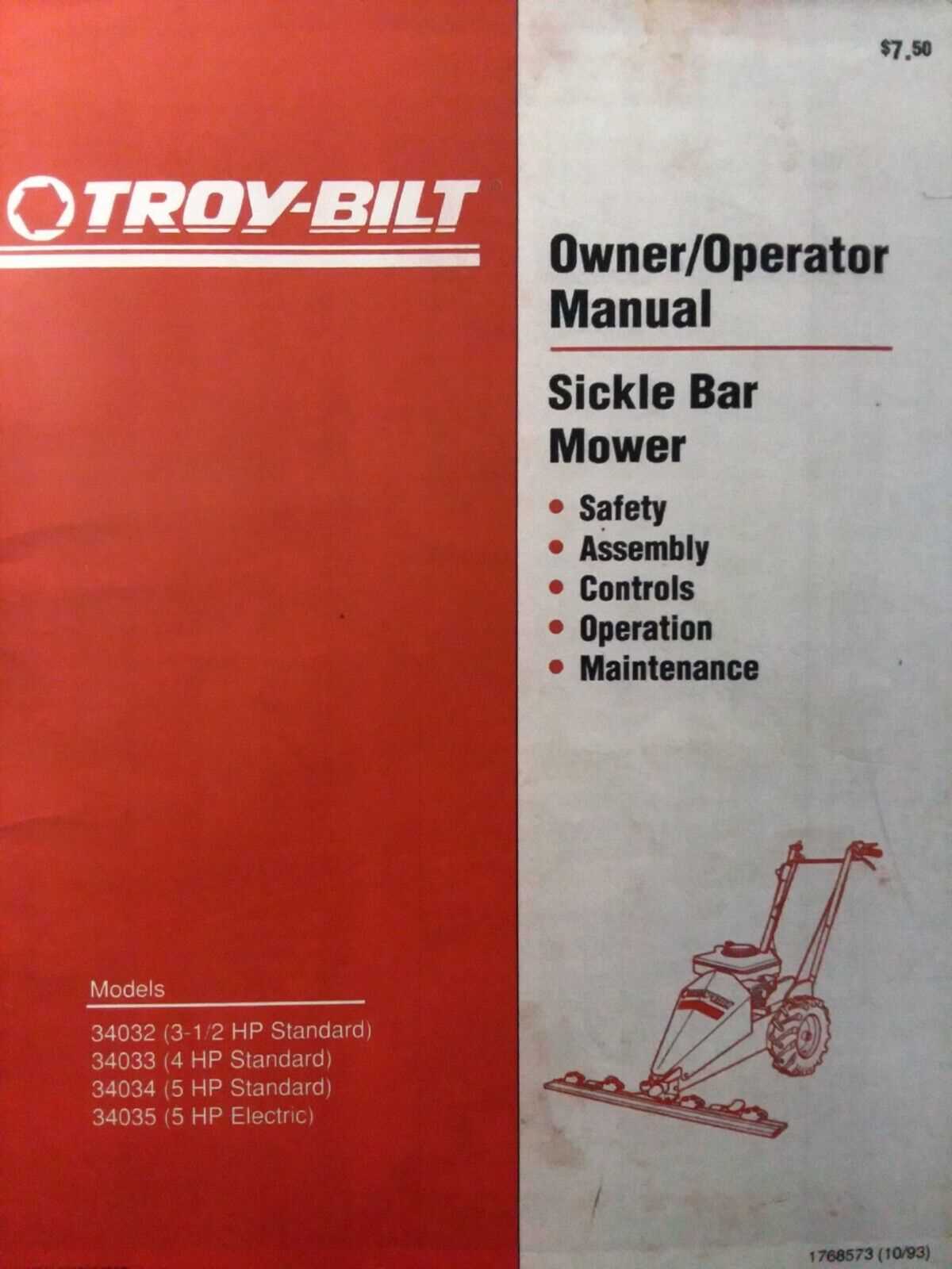 troy bilt mower instruction manual