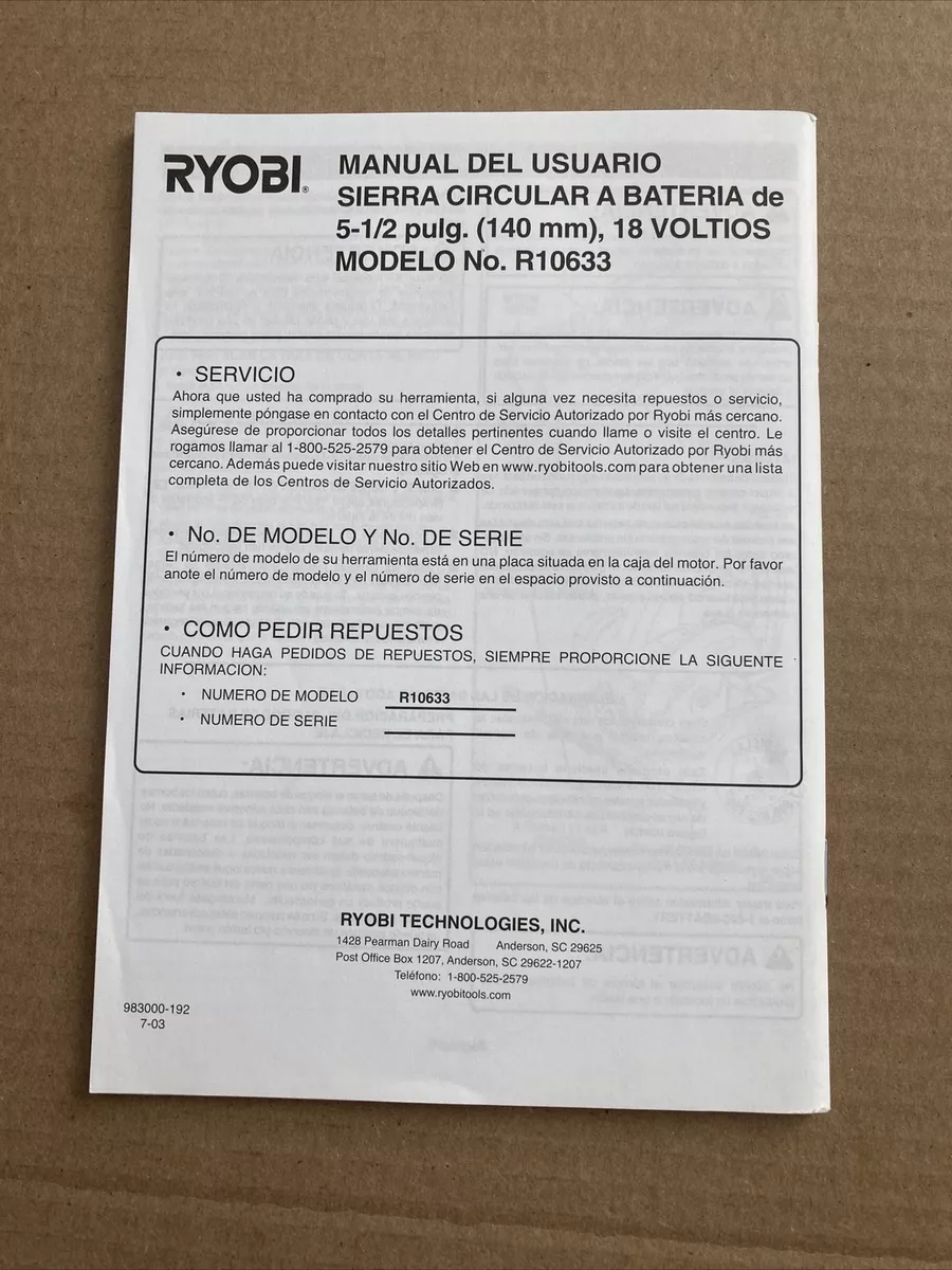 ryobi circular saw instruction manual