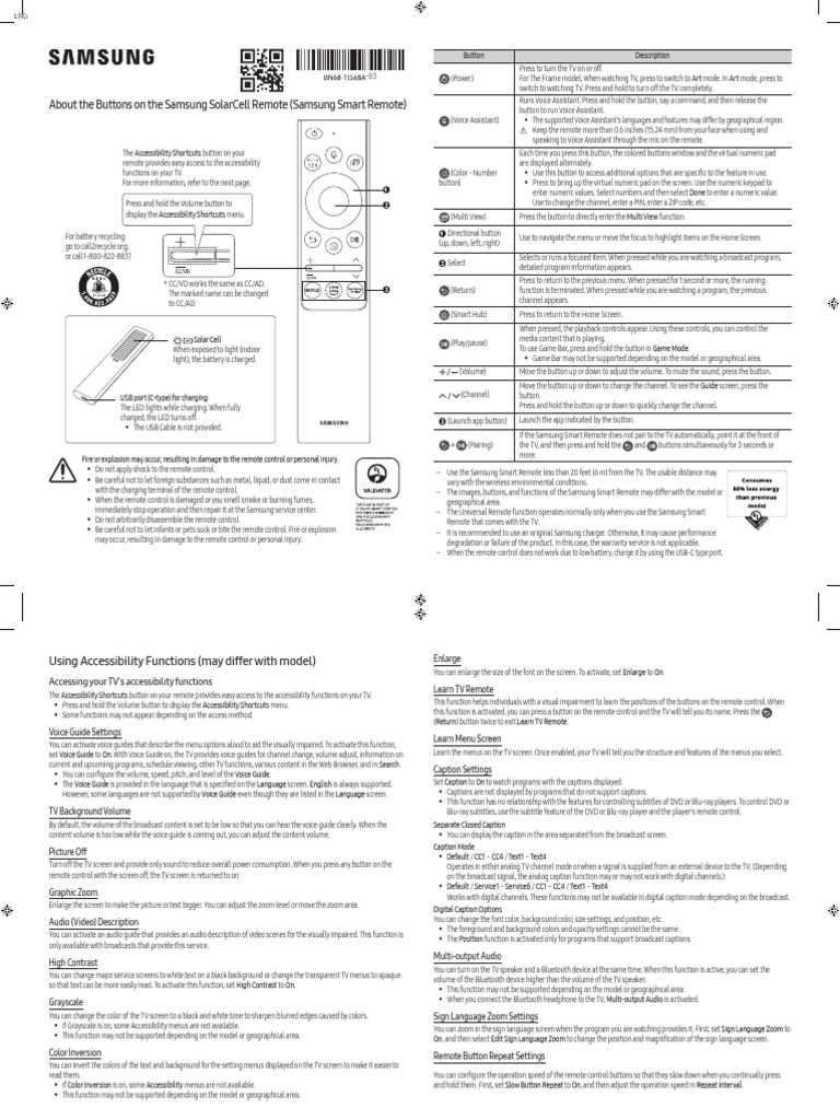 samsung tv remote manual instructions