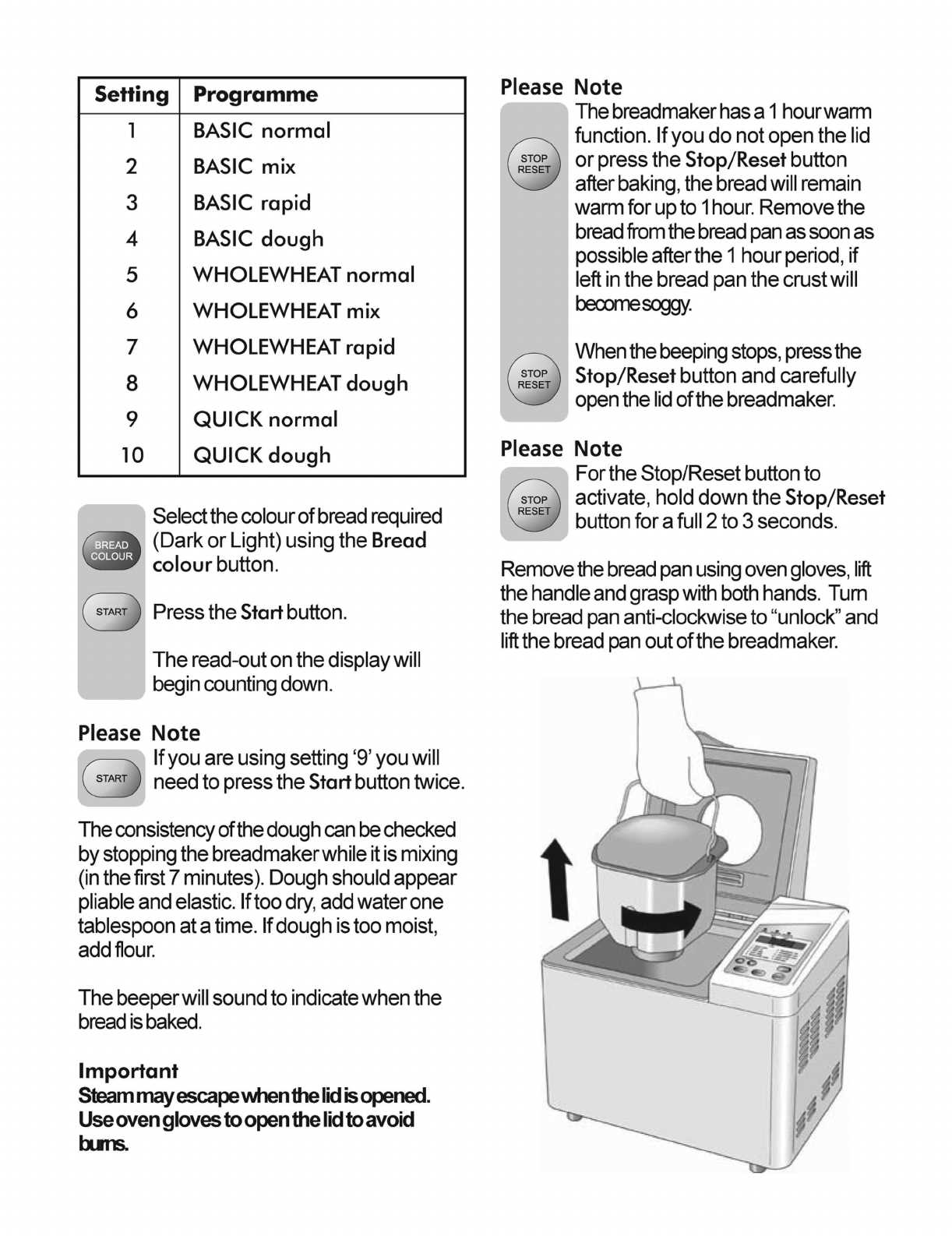 instruction manual for cookworks breadmaker