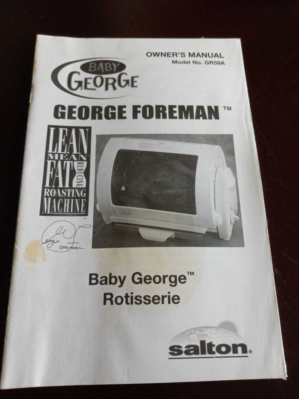 george foreman rotisserie instruction manual