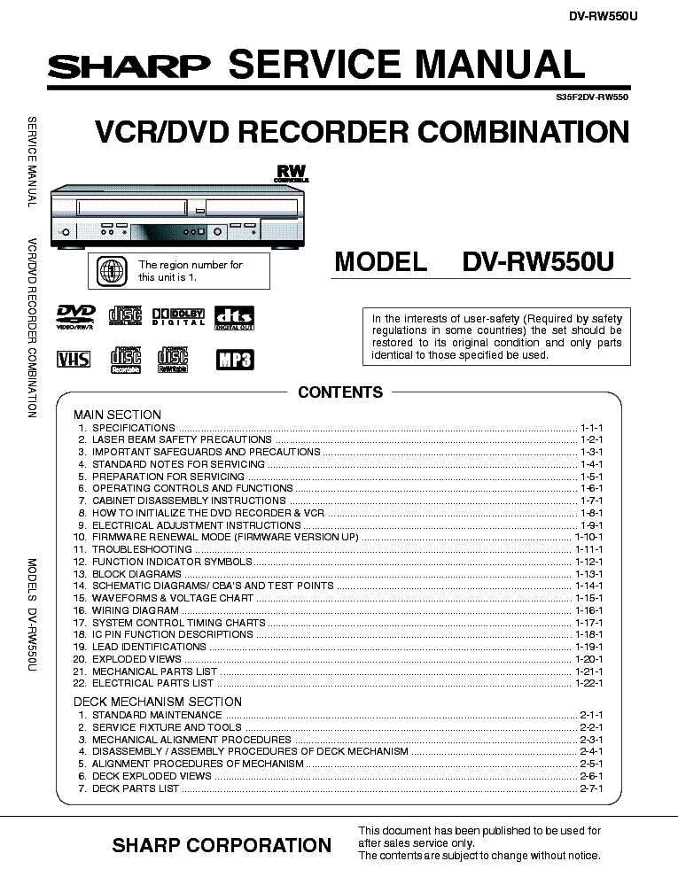 sharp vcr instruction manual