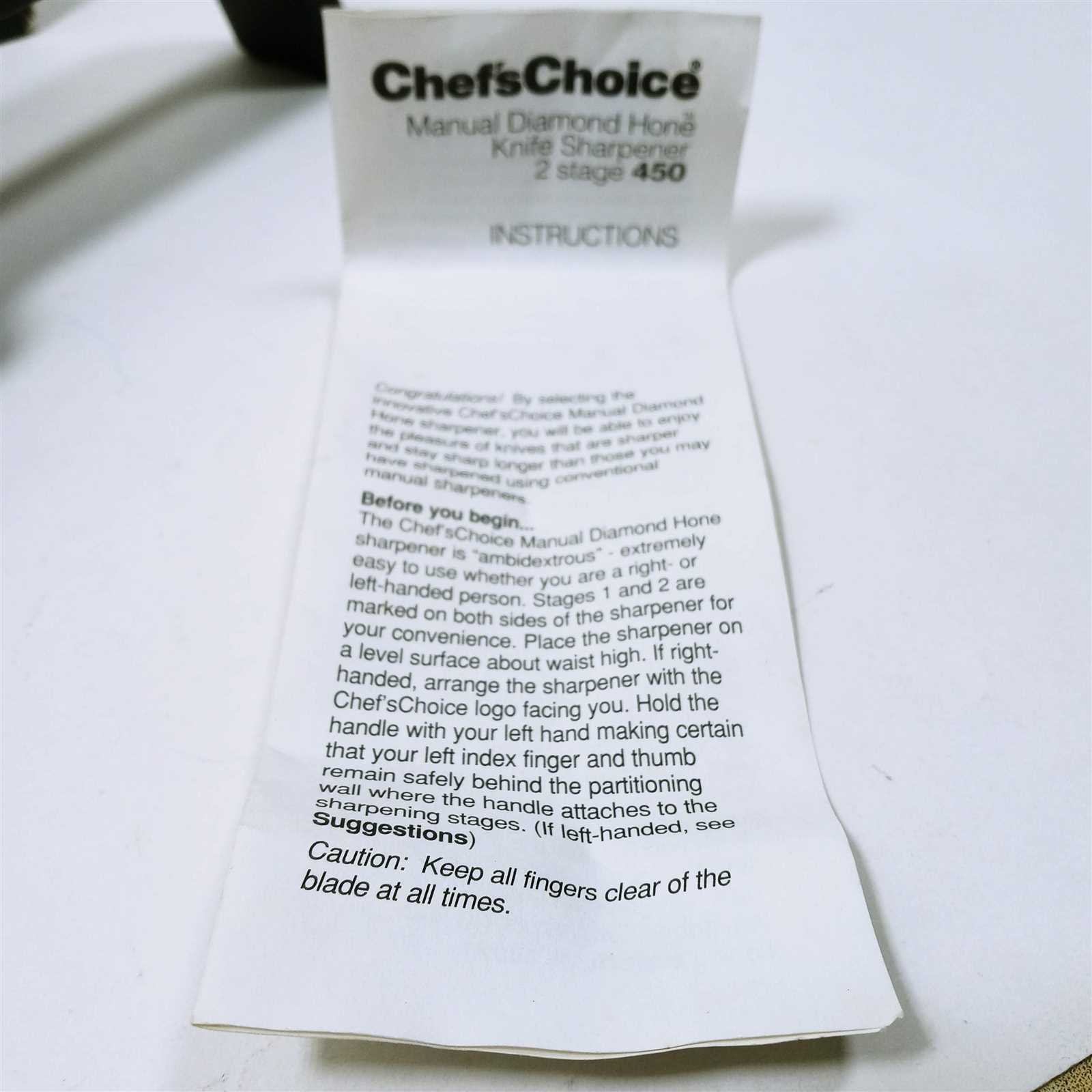 chefs choice manual diamond hone 450 instructions