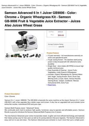 samson juicer instruction manual