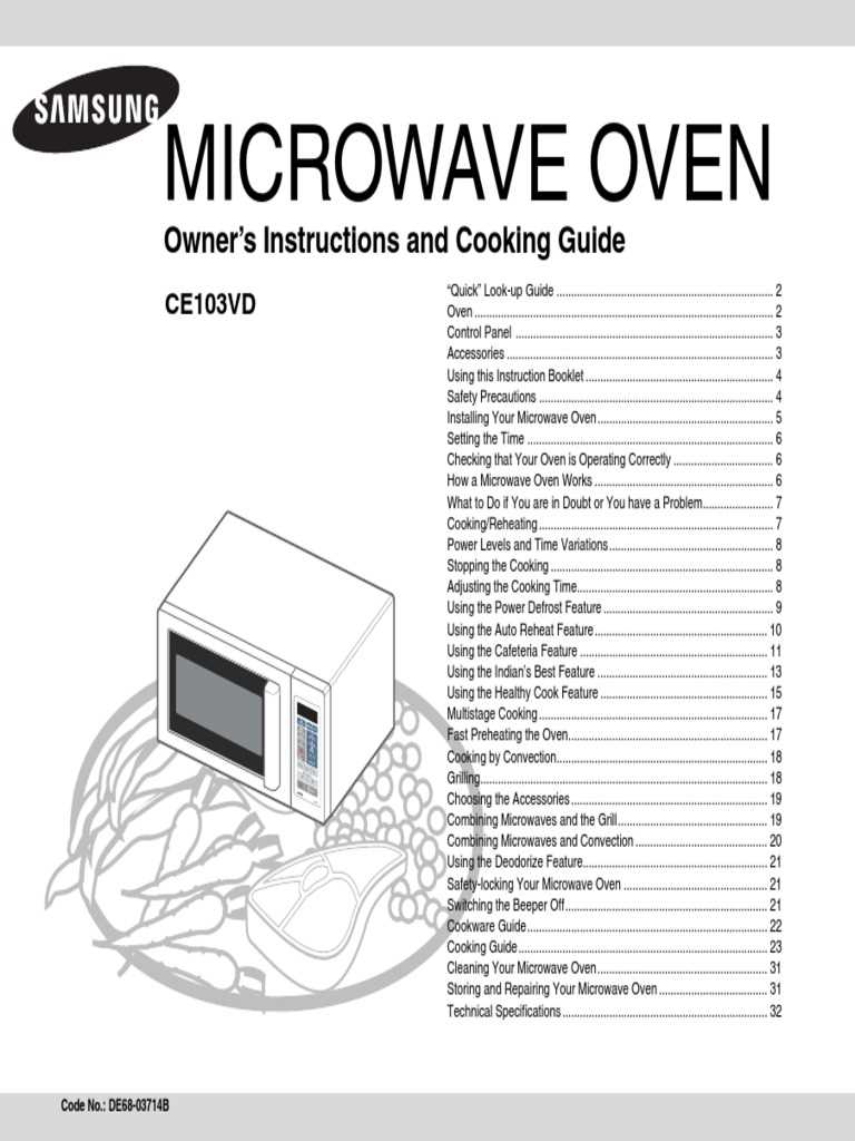 instruction manual for samsung microwave oven