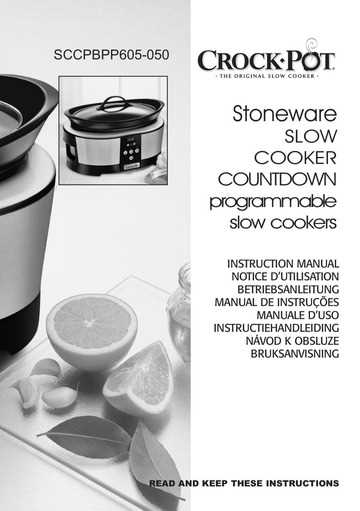 crock pot instructions manual