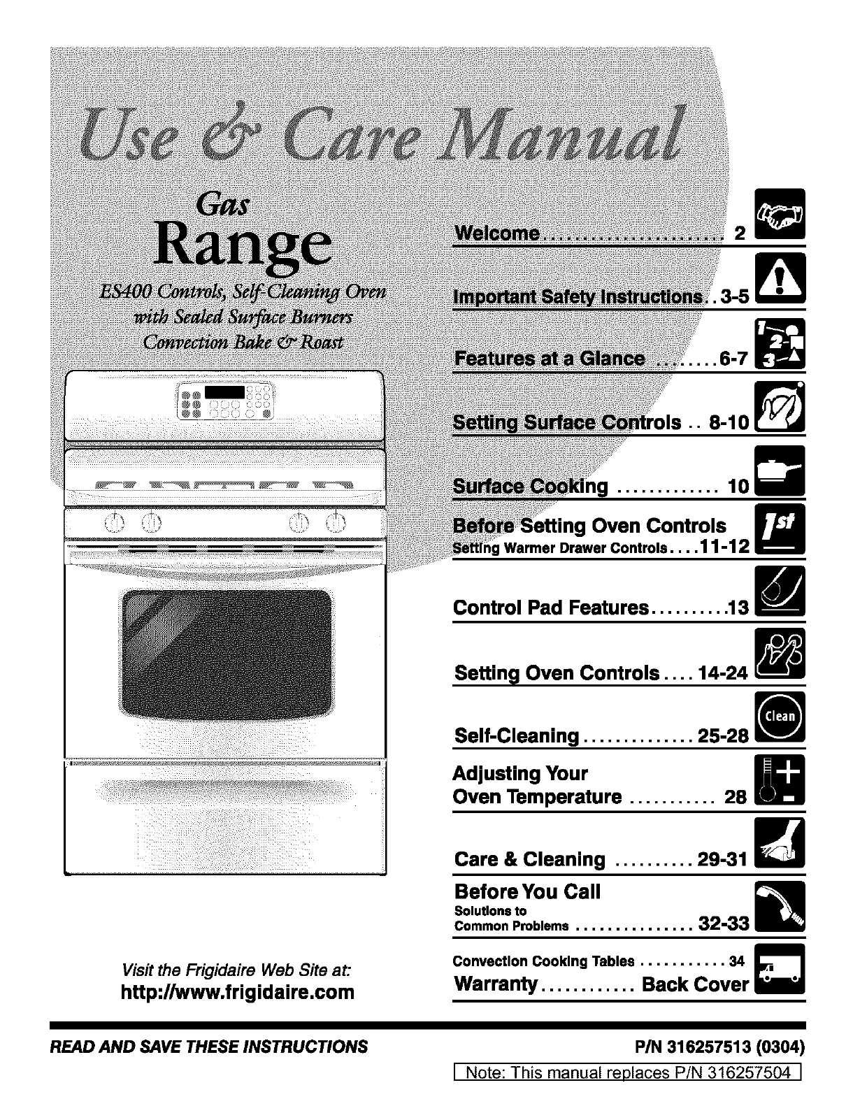 frigidaire range instruction manual